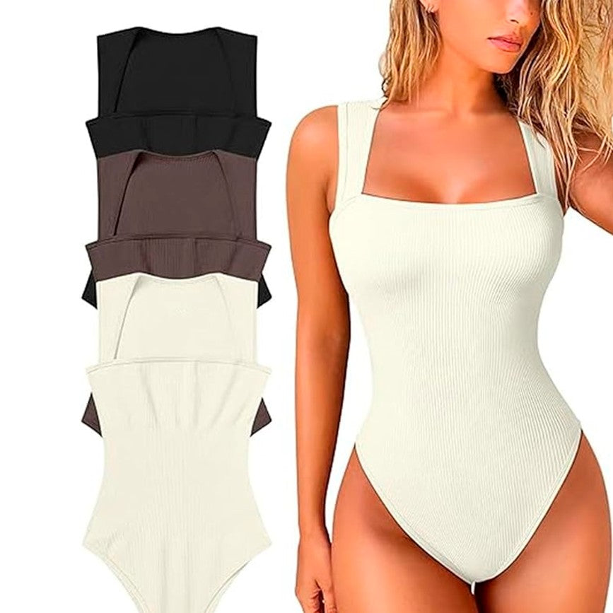 ¡HERMOSO! Body para mujer sin manga con escote cuadrado