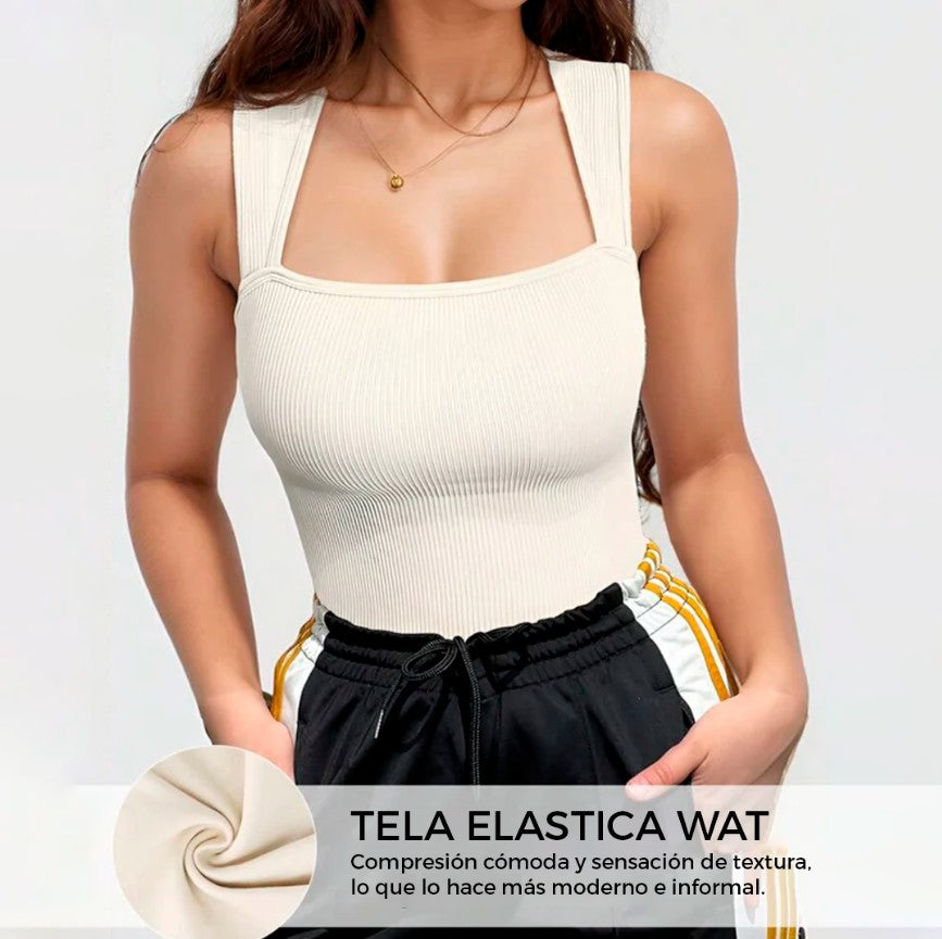 ¡HERMOSO! Body para mujer sin manga con escote cuadrado