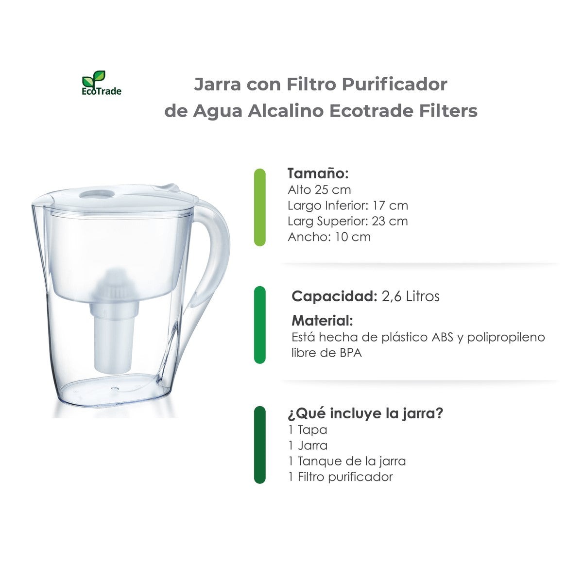 Fabulosa Jarra Purificadora De Agua 2.6 litros