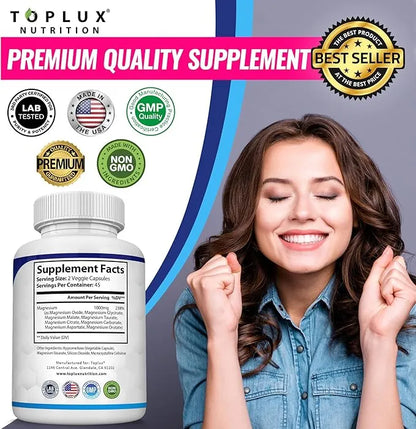 Magnifico Suplemento Magnesium Complex – Tóplux Nutrition (1000 mg / 90 cápsulas)
